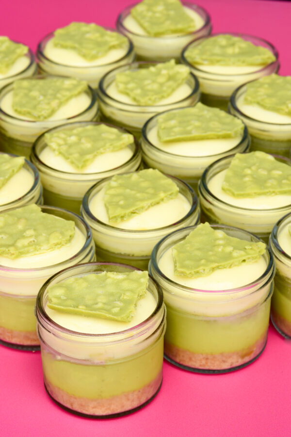 alt="Creamy matcha cheesecake dessert with vanilla cream and crunchy puffed rice, crafted in San Antonio, Texas"
