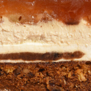 alt="Carrot Cake Apple, Homemade Carrot Cake, Apple Praline & Mascarpone Vanilla Cream, Brown Sugar Caramel Cheesecake, topped with Caramelized Apples, made in San Antonio, Texas"